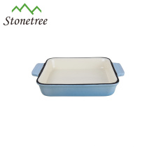 Square Enamel Baking Pan Cast Iron Roasting Dish